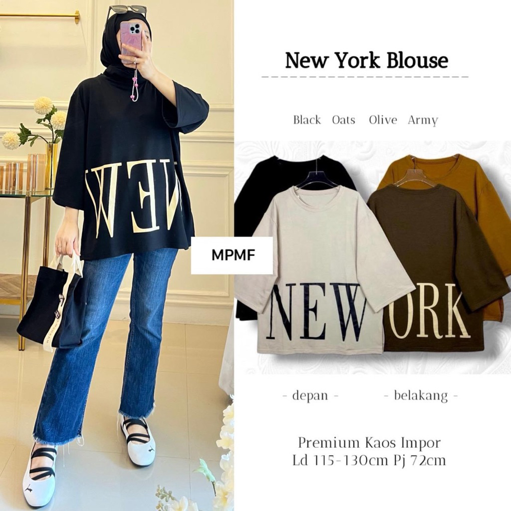 ENZO GOOD VIBES PB CD GG NEW YORK BLOUSE ORIGINAL BY MPMF atasan wanita kaos jumbo oversize | CLOVER