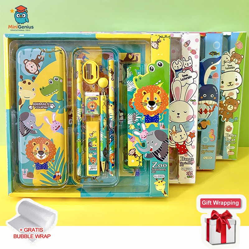 

Alat Tulis Set paket Komplit 7 in 1 / Stationery complete kotak pensil karakter lucu perlengkapan sekolah anak