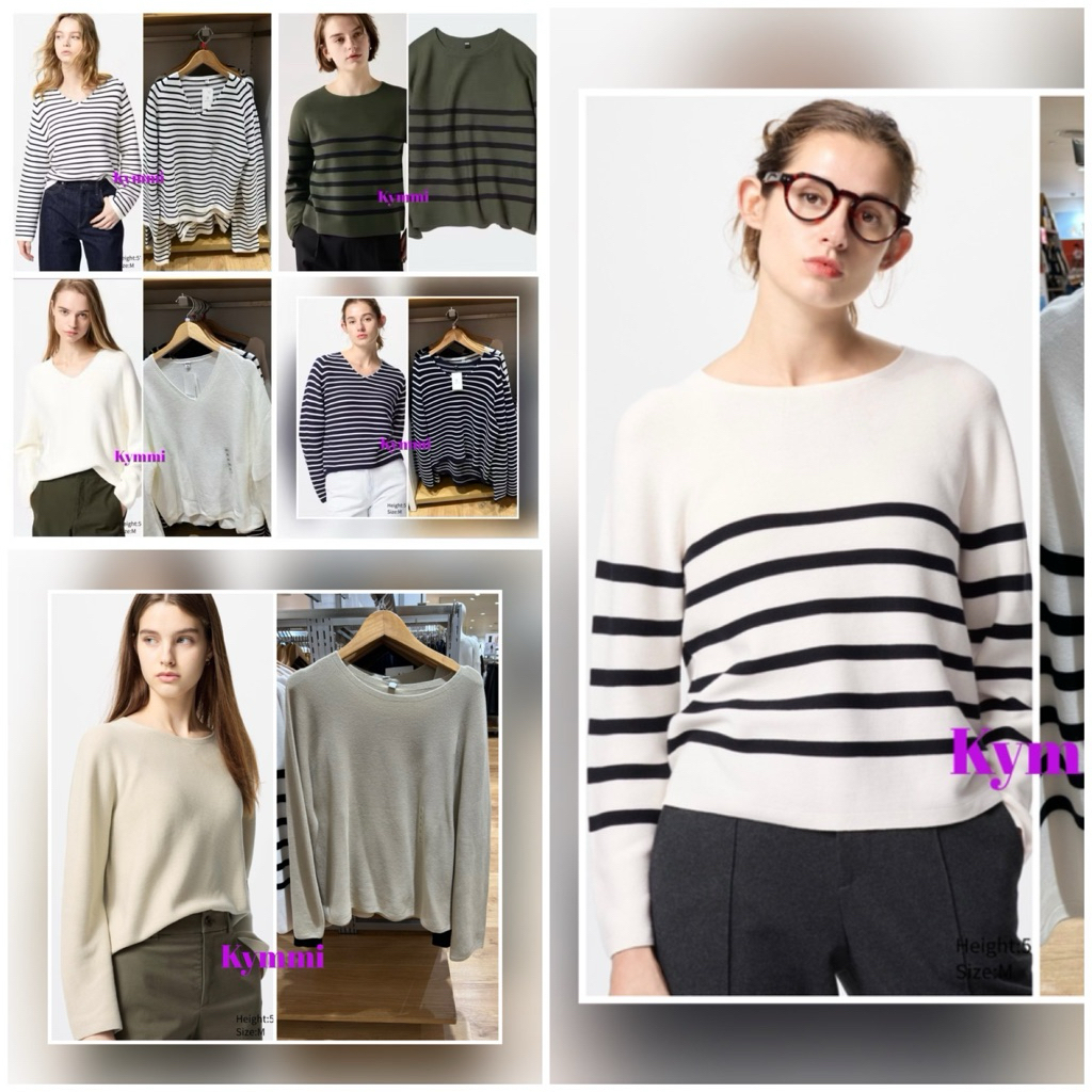 UNIQLO Sweater 3D Knit Stripe Cotton Relax