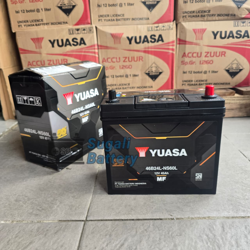 Aki Mobil YUASA NS60L 46B24L MF Aki Kering 12V 45Ah Original Yuasa