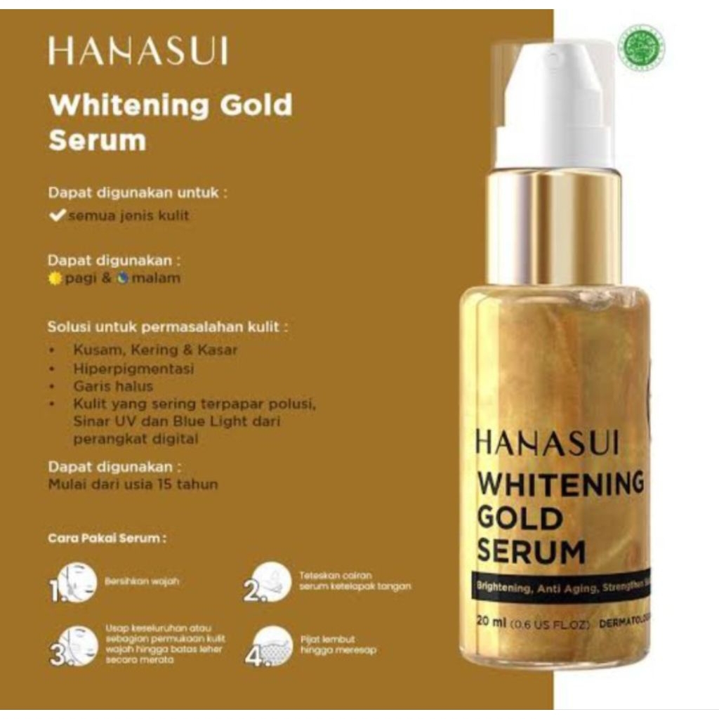 SERUM, SERUM HANASUI, HANASUI WHITENING GOLD SERUM, SERUM HANASUI GOLD, SERUM WAJAH, SERUM MUKA, SKI