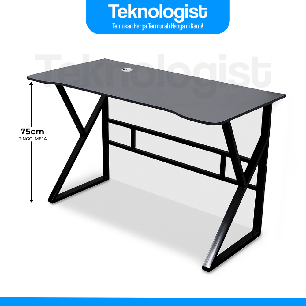 Meja Komputer Gaming Minimalis Laptop PC dengan Lubang Kabel