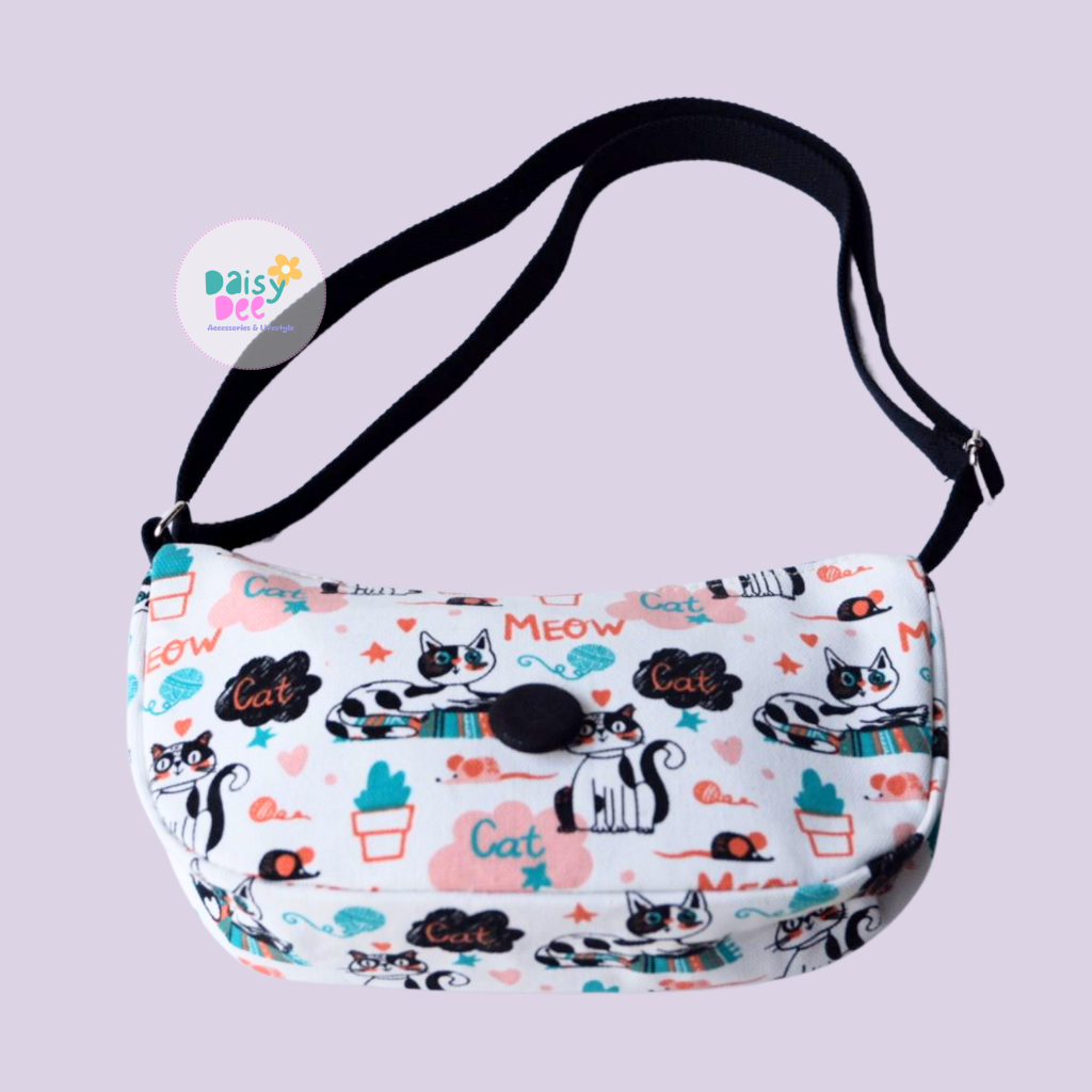 Daisy Dee Tas Slempang Kanvas Cat Meow