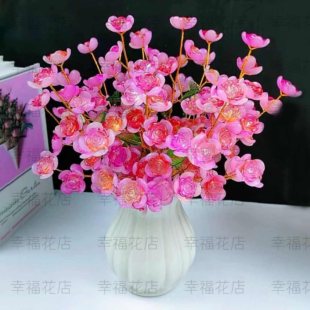 [ 1558 ] Bunga akrilik Mawar bunga mote kreasi kerajinan tangan bunga kawat