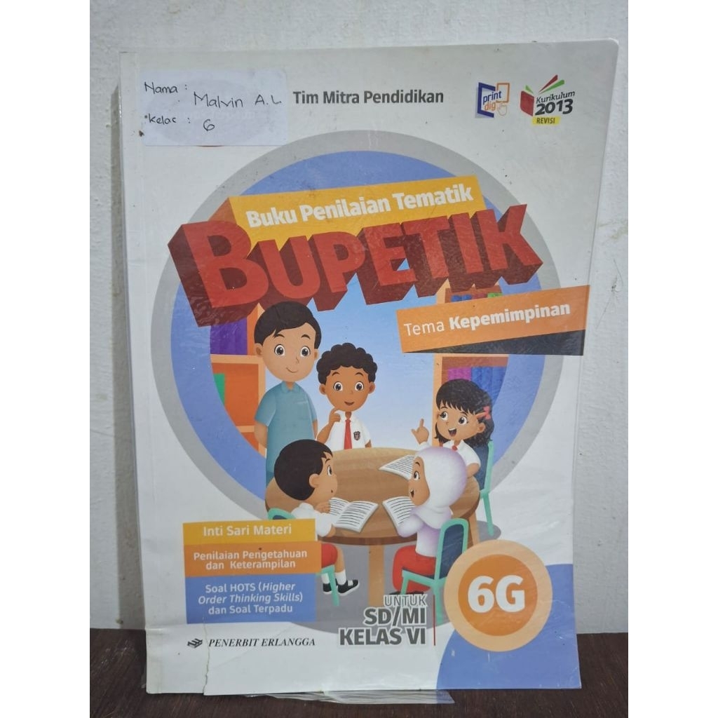 Buku Bekas Buku Penilaian Tematik Erlangga Bupetik SD 6G