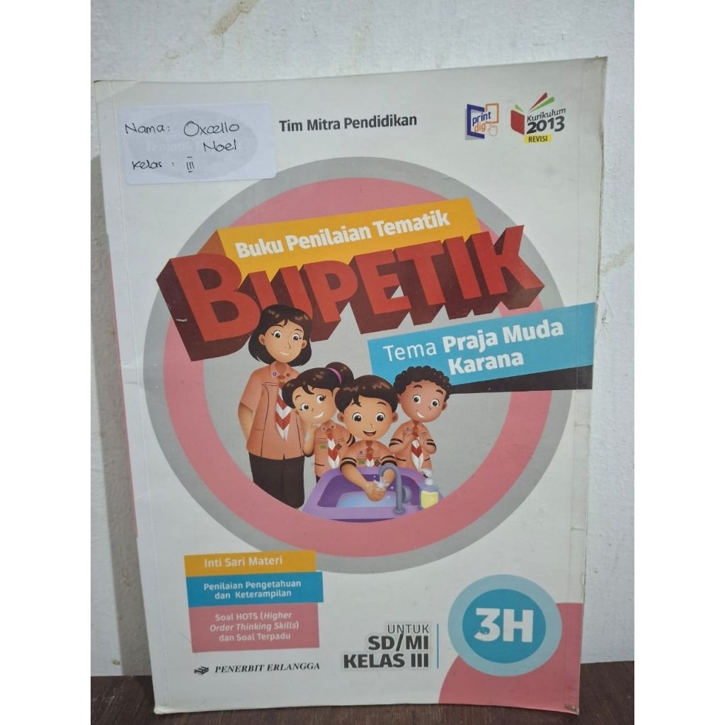 Buku Bekas Buku Penilaian Tematik Erlangga Bupetik SD 3H