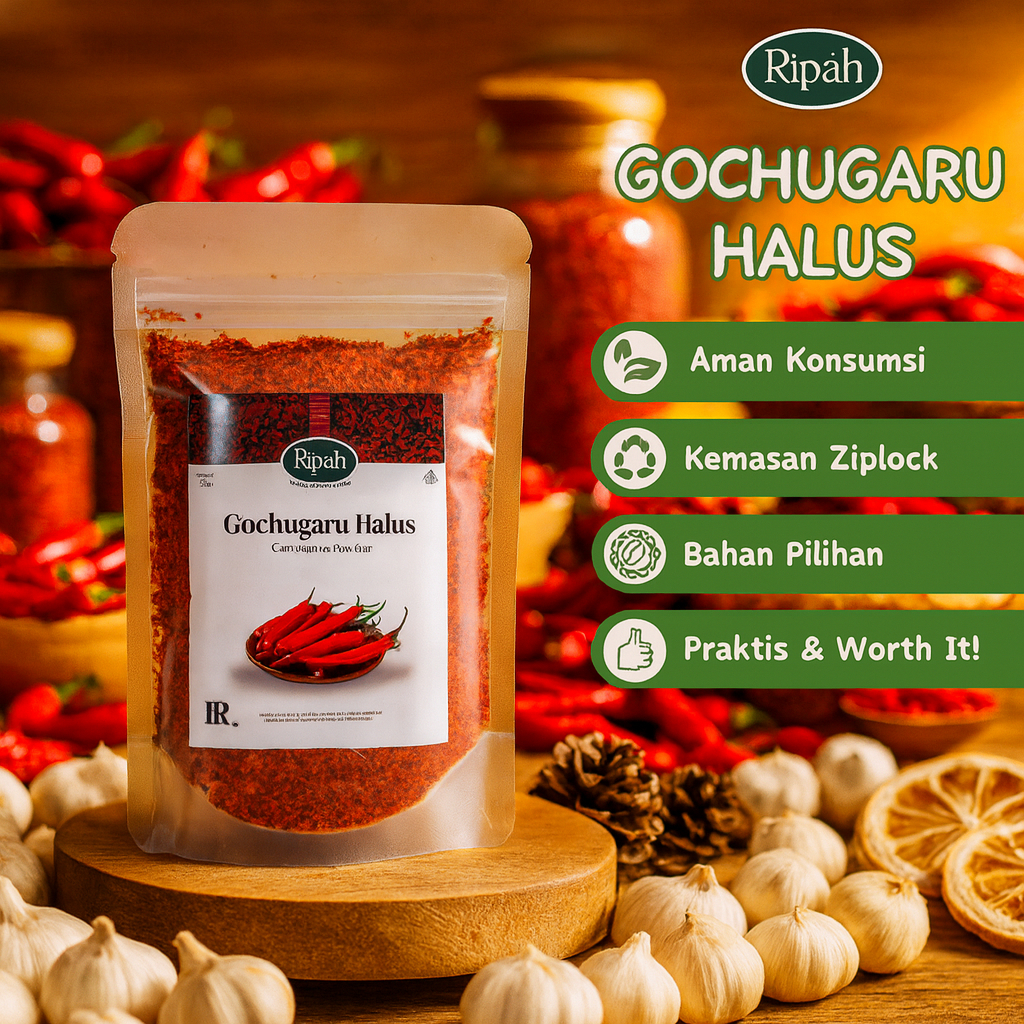

Gochugaru Cabe Bubuk Halus Korea Halal 30 Gr / Ripah Rempah Premium