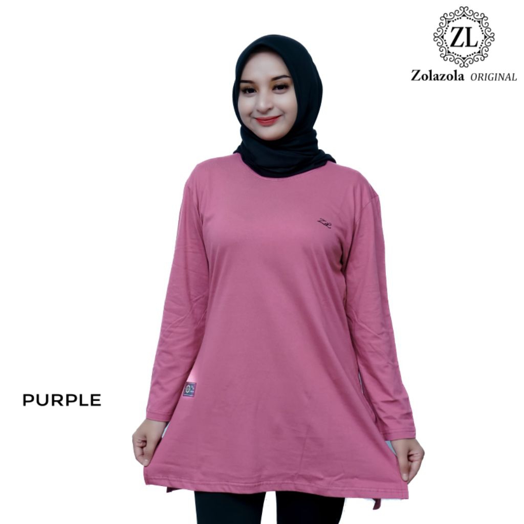 kaos zola zola tunik lengan panjang katun 24s atasan wanita