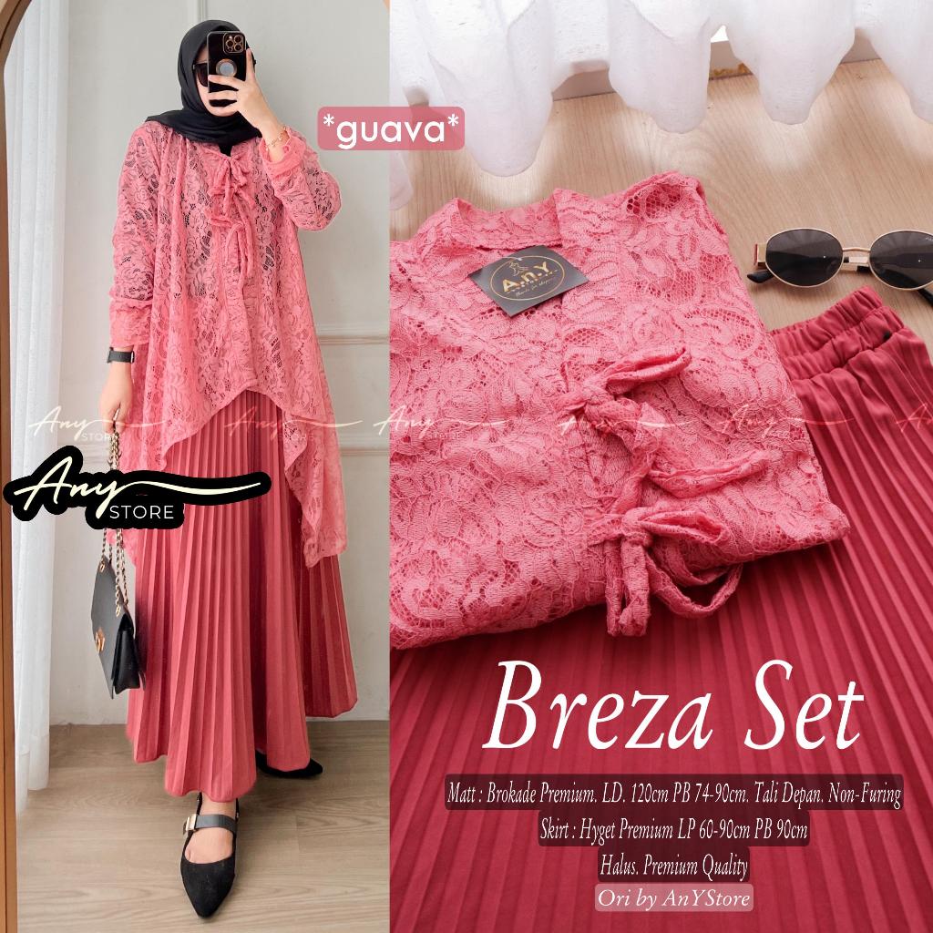 Gamis Plisket Premium Set by Any Store with Detachable Outer Tille | AnYStore Breza Set Anya Store |