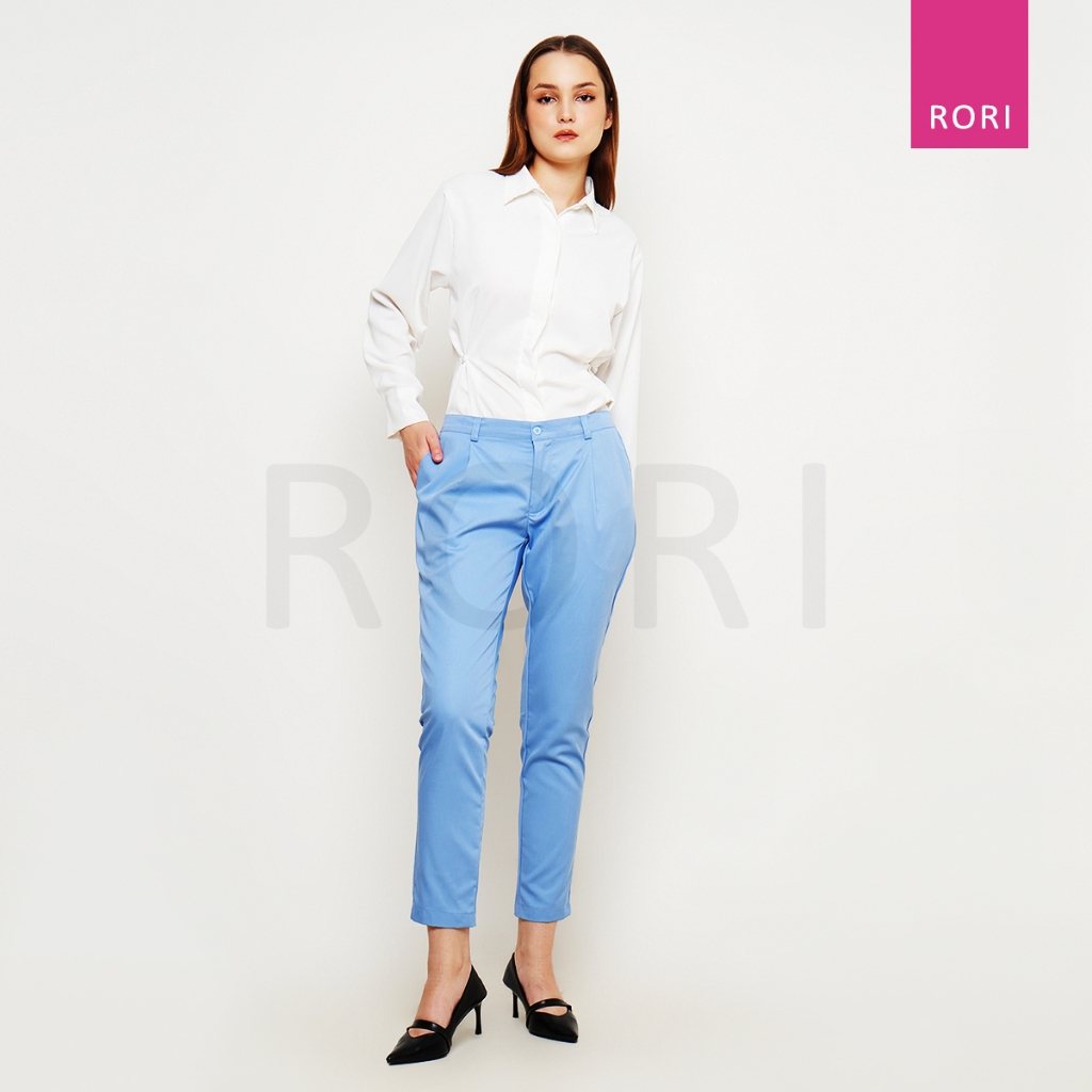 Rori Celana Baggy Pants Panjang Wanita / Celana Kerja Wanita Warna Biru Langit