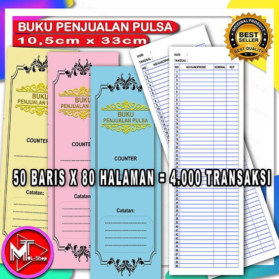 

BUKU PENJUALAN PULSA - BUKU REKAP KONTER