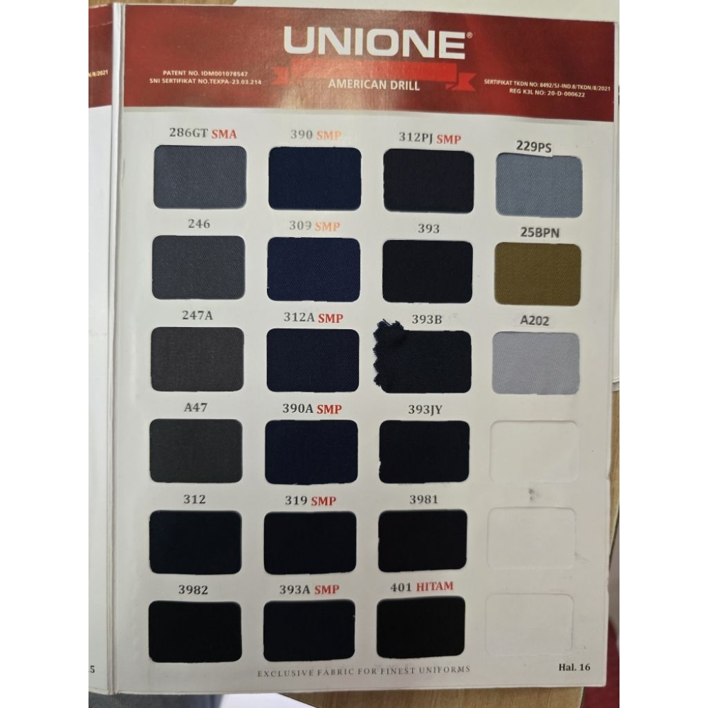 KAIN SERAGAM UNIONE / UNIONE AMERICAN DRILL / KAIN SERAGAM SMP