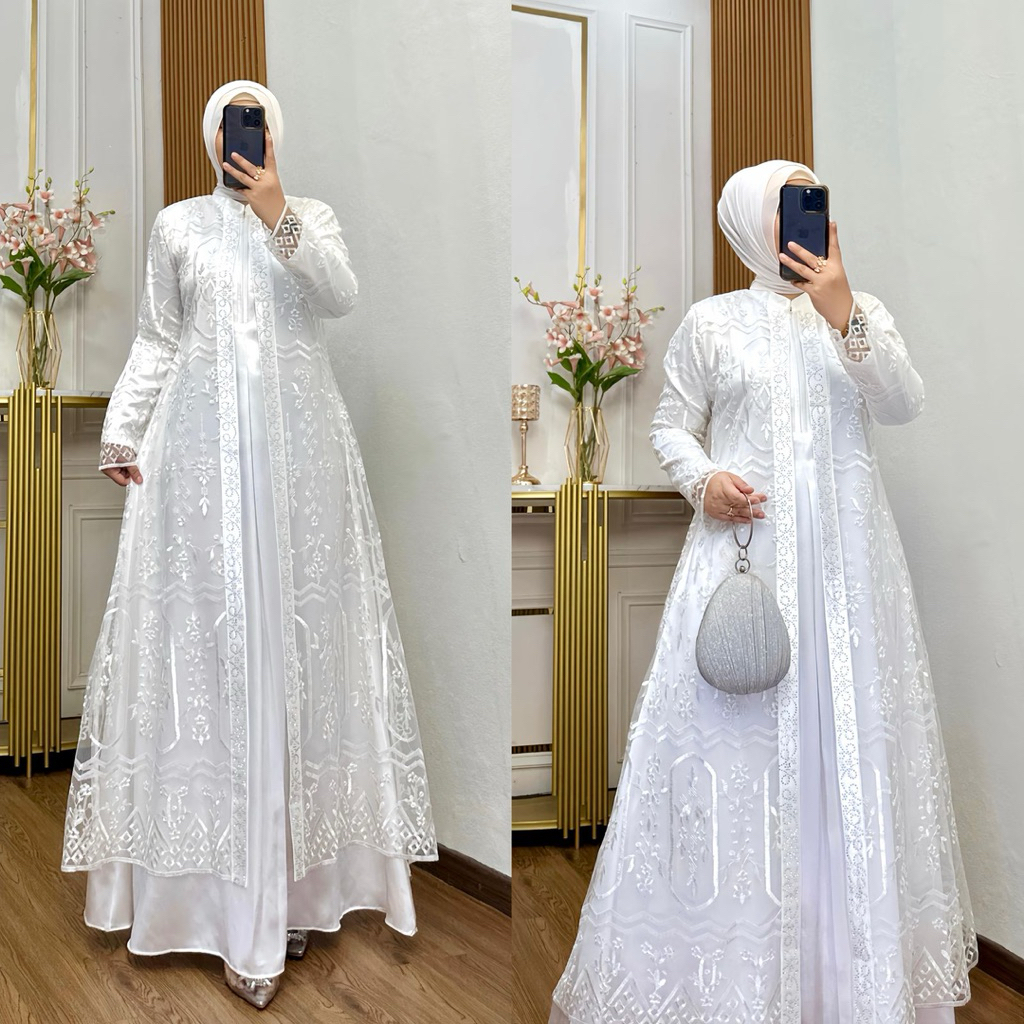 GAMIS BUSUI BIANCA LD 130cm/ GAMIS/ GAMIS TERBARU/ GAMIS MEWAH/ GAMIS BORDIR/ GAMIS PESTA/ GAMIS KON