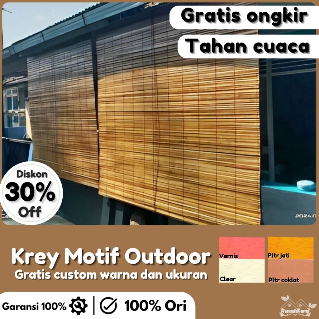 Krey Tirai Bambu Sawit Size Lebar 70cm-80cm Minimalis & Estetik Dilengkapi Tali