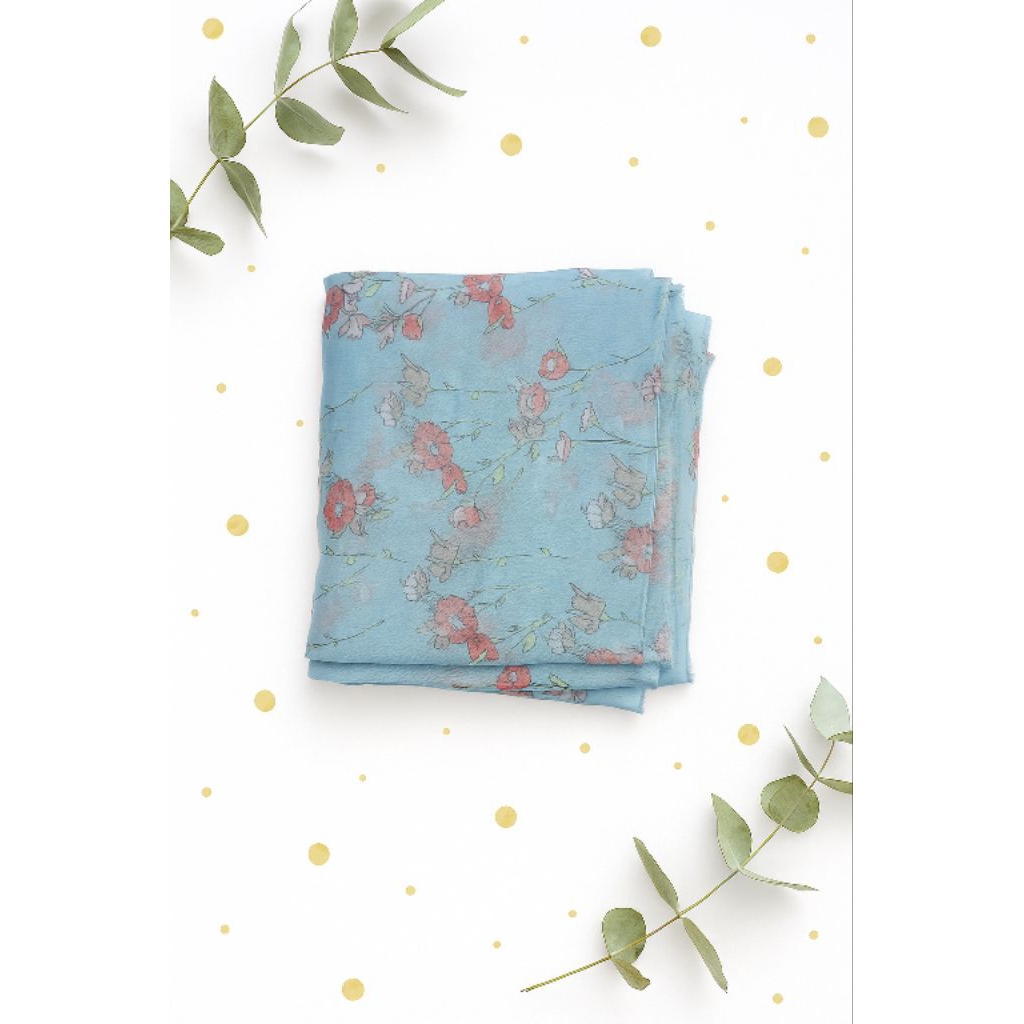 Kain Sifon Sutra Halus Warna Biru Awan – Bahan Hijab, Kebaya, Dress Wanita Modern (Harga Kain Per½ M