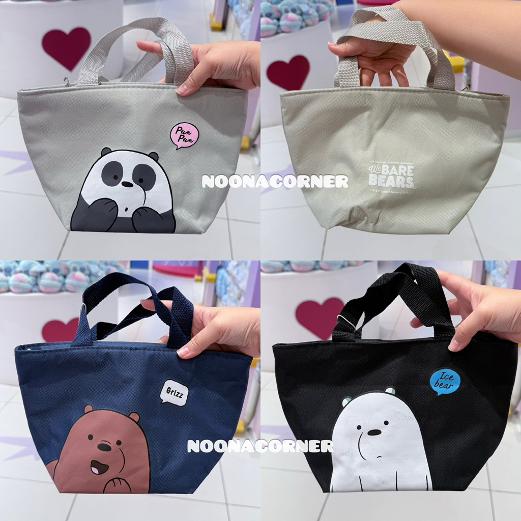 Miniso x We Bare Bears ‼️ Lunch Bag / Tas Bekal Thermal We Bare Bears Collections (29x12x19cm) Grizz