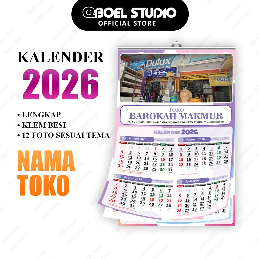 

(BISA BELI SATUAN) KALENDER DINDING CUSTOM NAMA TOKO & FOTO 2026