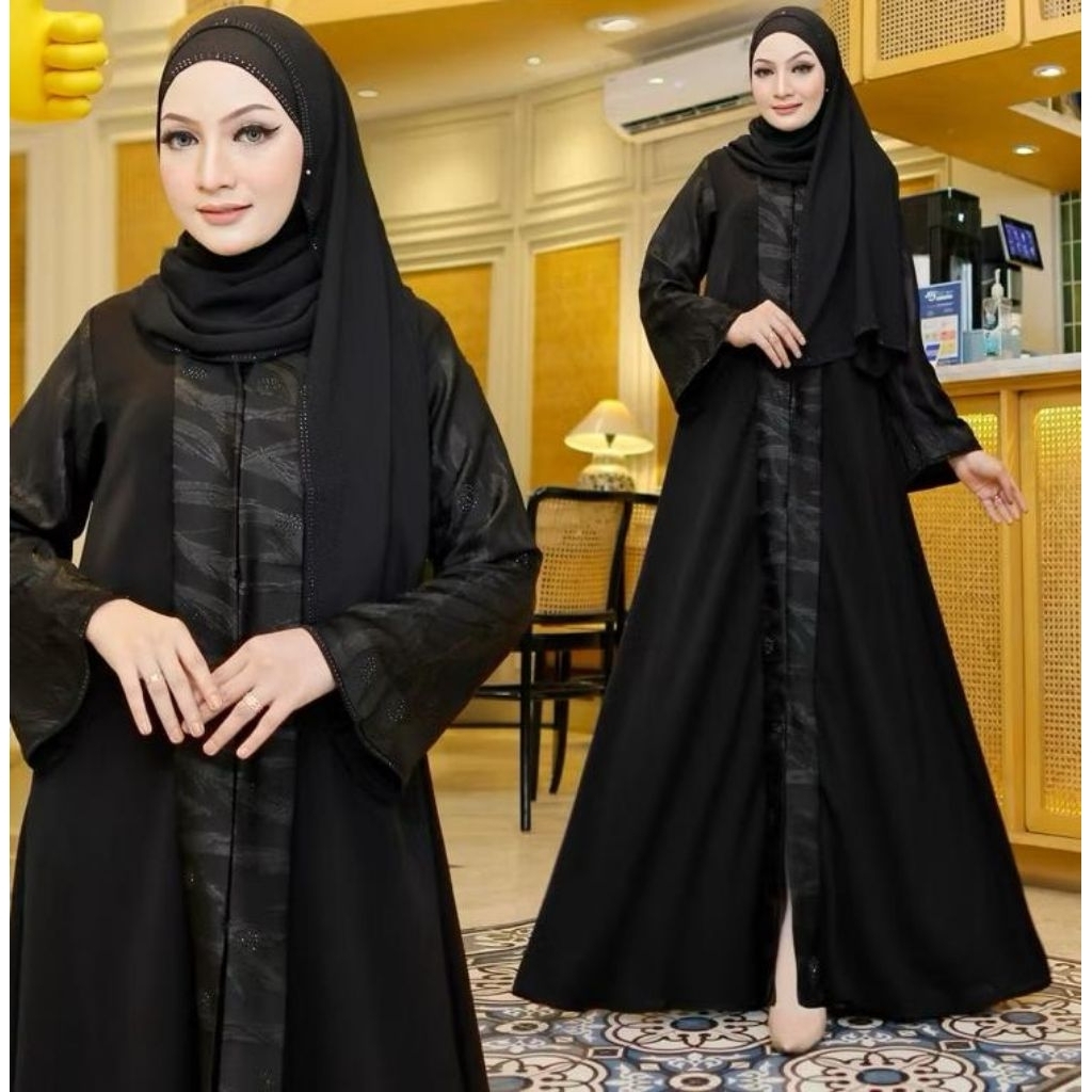 Abaya shiren Gamis Abaya Arab Hitam Mewah