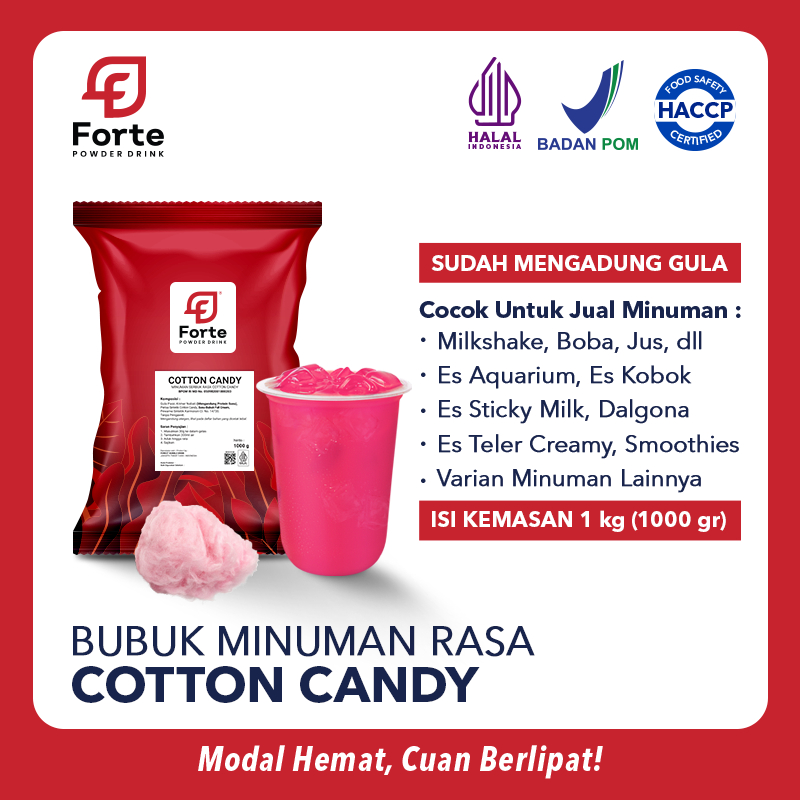

Bubuk Minuman COTTON CANDY 1000gr - FORTE Powder Drink Serbuk Rasa Kembang GULA