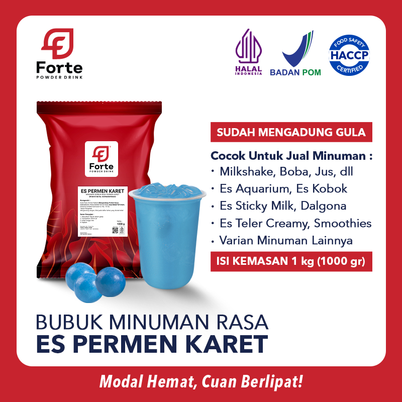 

Bubuk Minuman ES PERMEN KARET 1000gr - FORTE Powder Drink Serbuk BUBBLE GUM Plus GULA