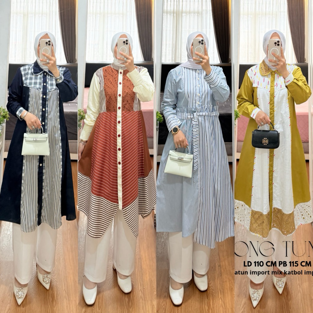 LONG TUNIK KATUN KOMBINASI SYAINA BY SMUT