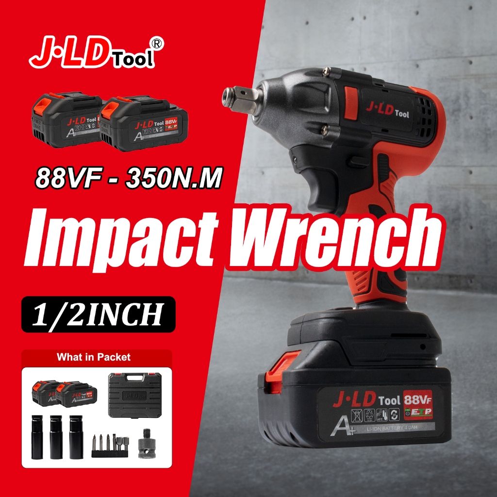JLD Cordless Impact Wrench brushless impact baterai 350N.M 88Vf impact pembuka baut impact jld tool 