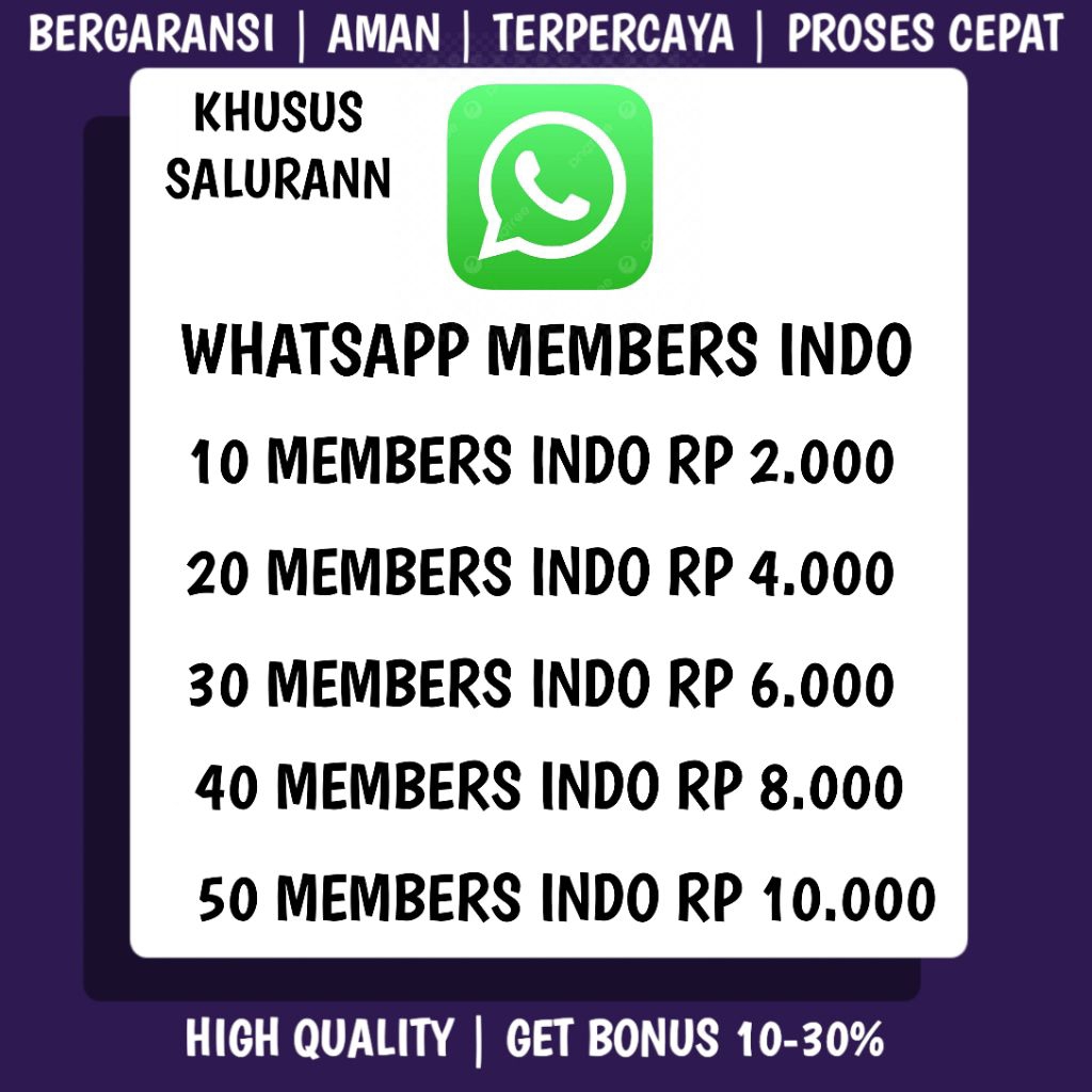 ( BUKAN JUAL NMR HP )Whatsapp Saluran Members Indonesia Termurah Real Aktif Permanen No Drop Bonus++