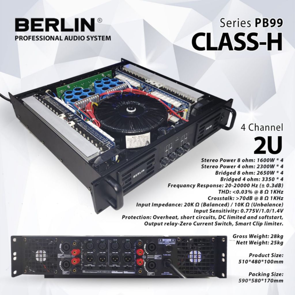 Power 4 channel Berlin PB99 Power 4 channel Class H Original Berlin PB-99 Class H Power 4 channel