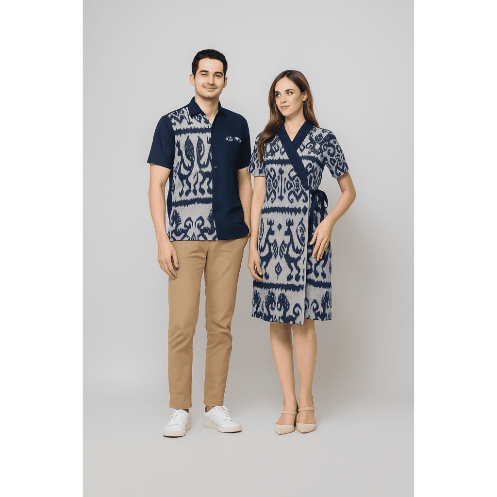 NAI TENUN JEPARA - BAJU COUPLE TENUN MOTIF SUMBA / COUPLE TENUN MOTIF SUMBA / SARIMBIT TENUN MOTIF S