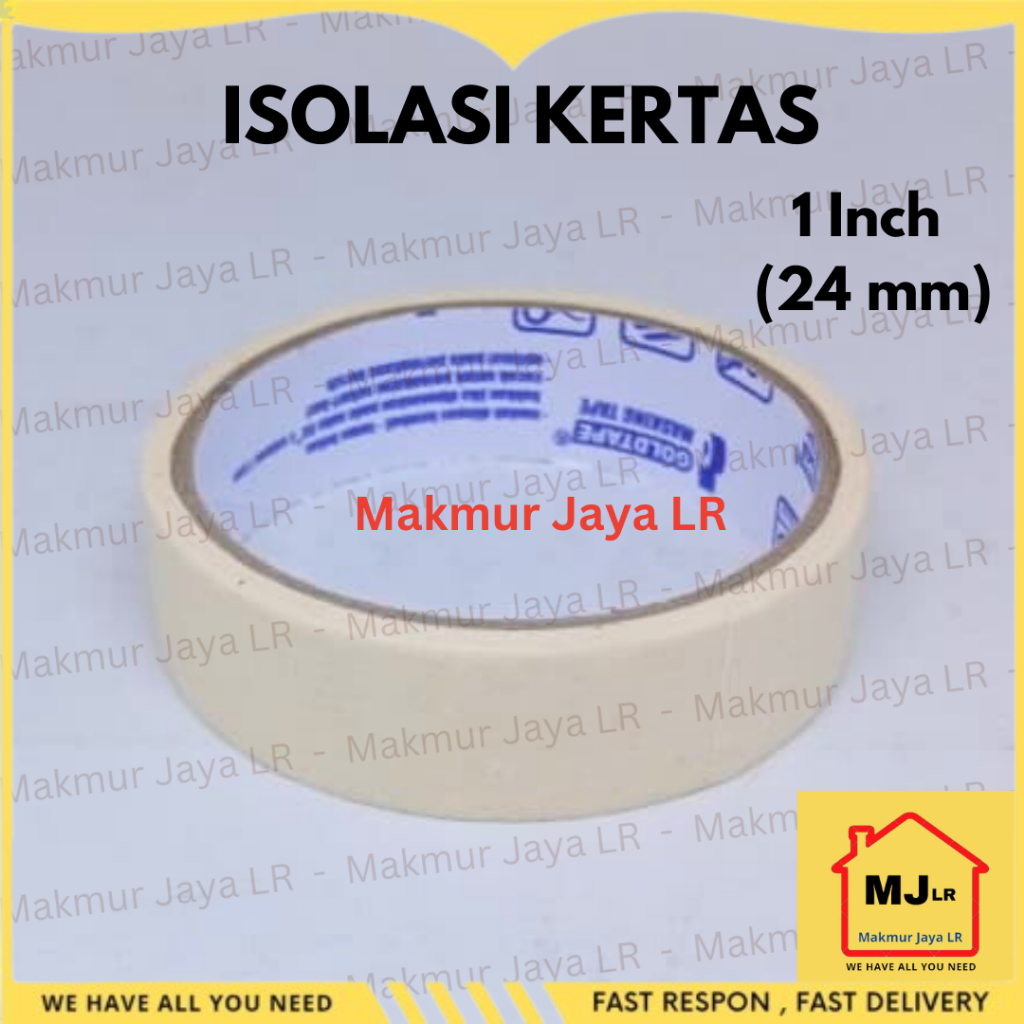 

Isolasi Kertas 1" 1 inch 24 mm Lakban Masking Tape Selotip Solasi Duco Deco