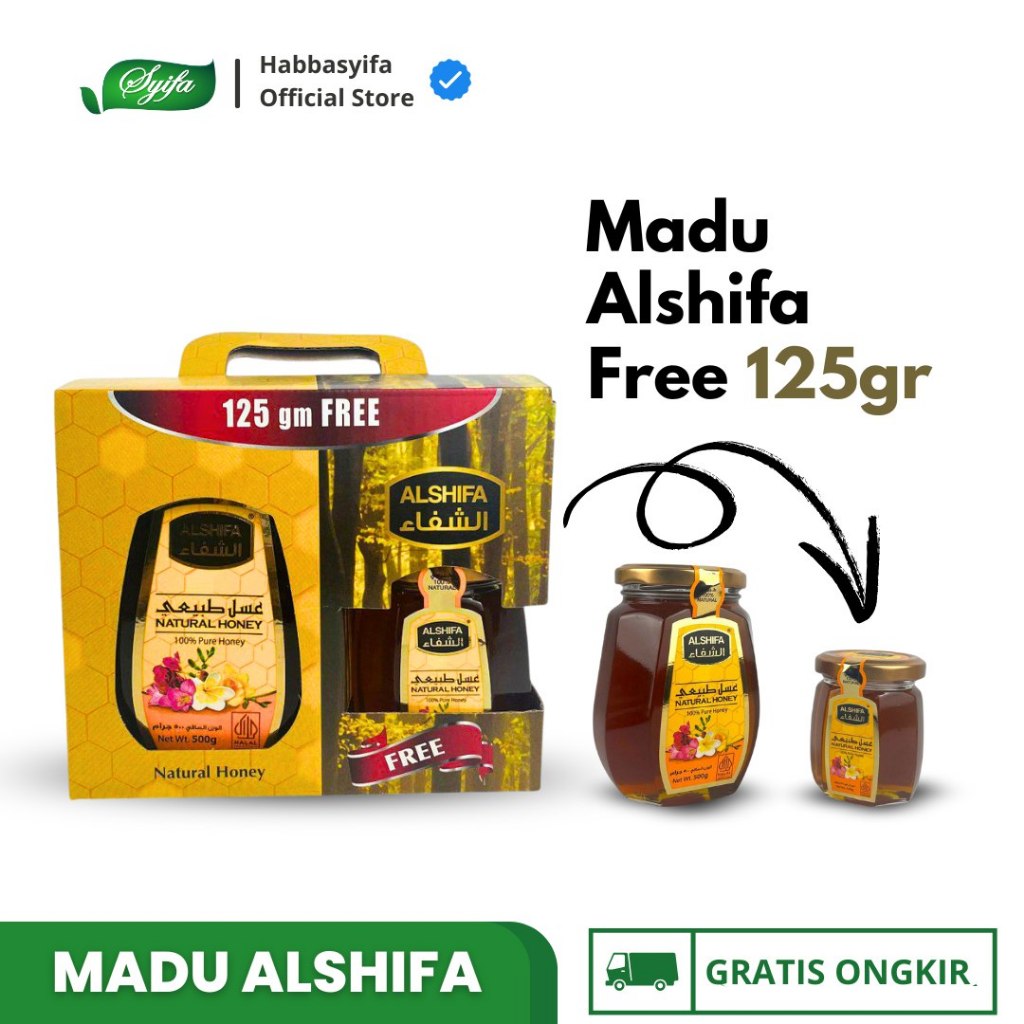 

Madu Al Shifa Natural Honey 500 Free 125 Gram | Madu Murni Arab