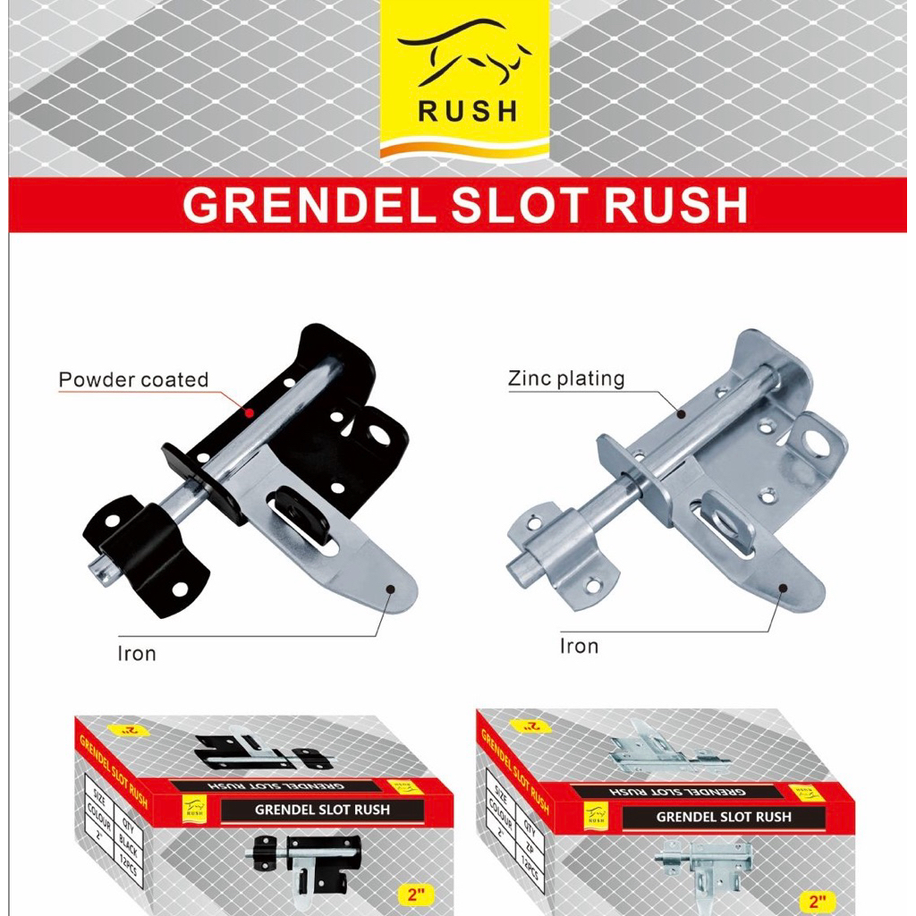 GRENDEL SLOT RUSH 2” gerendel LAS PINTU BESI gembok zinc asli TEBAL BAGUS 5 cm  jendela BESI 2"inci 