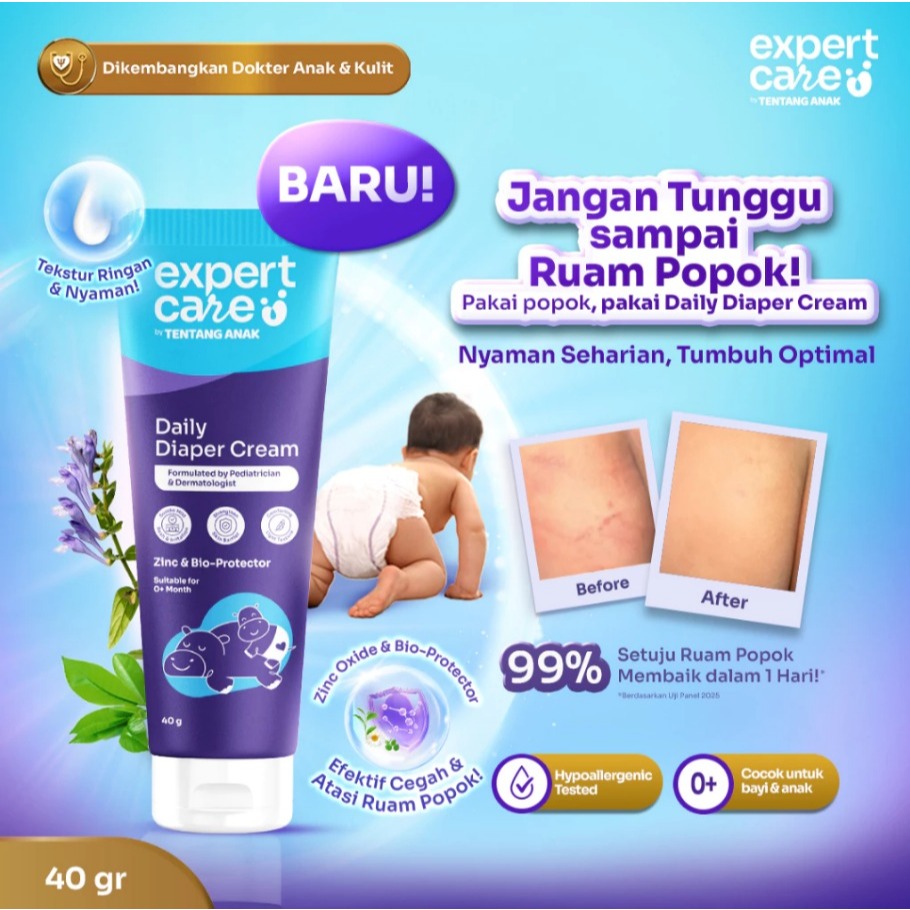 Promo Expert Care Diaper Rash Cream 40G / Daily Diaper Cream Dengan Zinc Oxide, Panthenol &