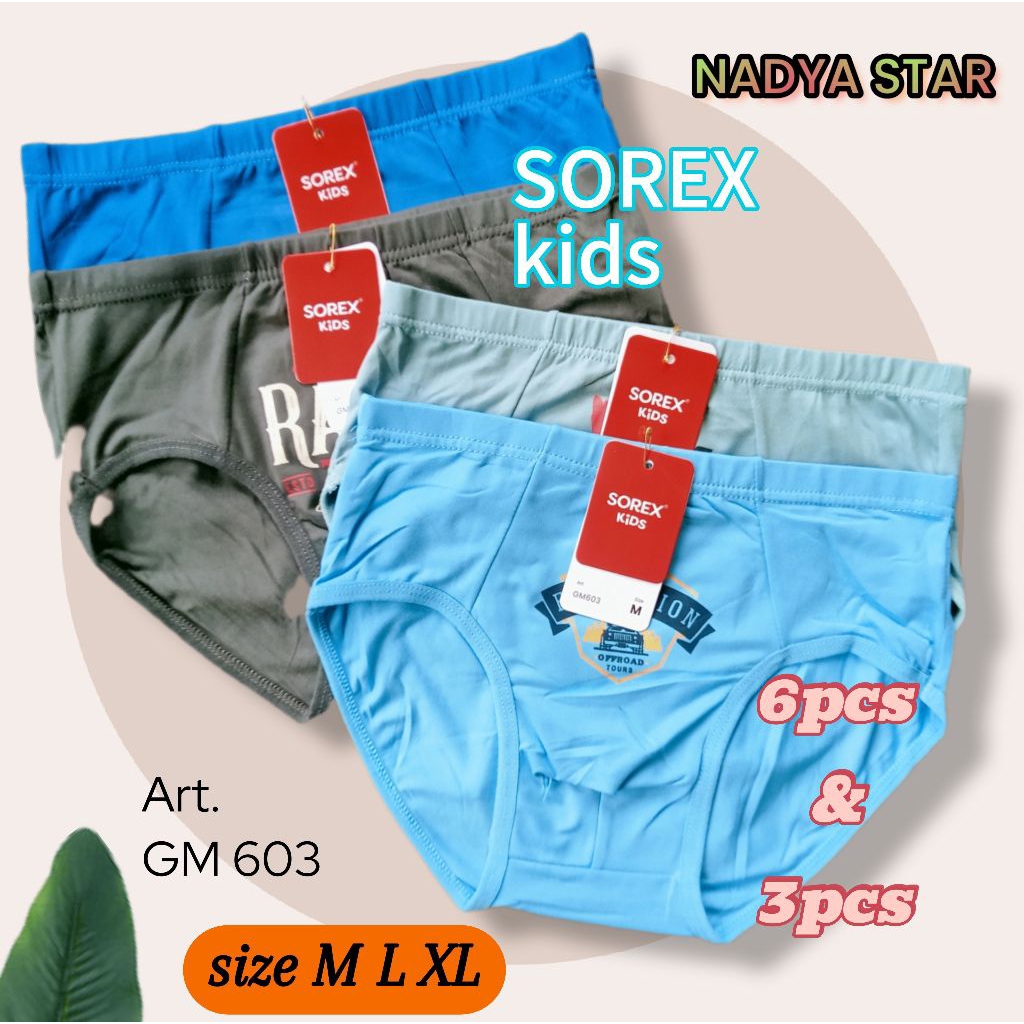 6Pcs Celana Dalam Anak Laki-laki Remaja/ CD Anak Laki-laki Remaja Junior Sorex