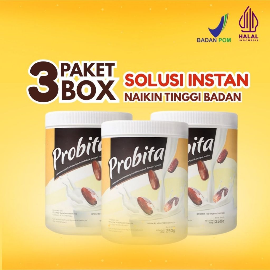 

3 BOX Probita Susu Kurma Ajwa - Peninggi Badan Anak & Remaja Rendah Gula BPOM & Halal