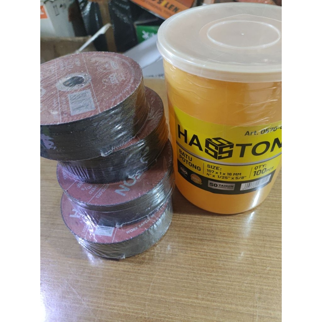 Mata Gerinda Potong HASSTON 4" SATU TABUNG ISI 100PC