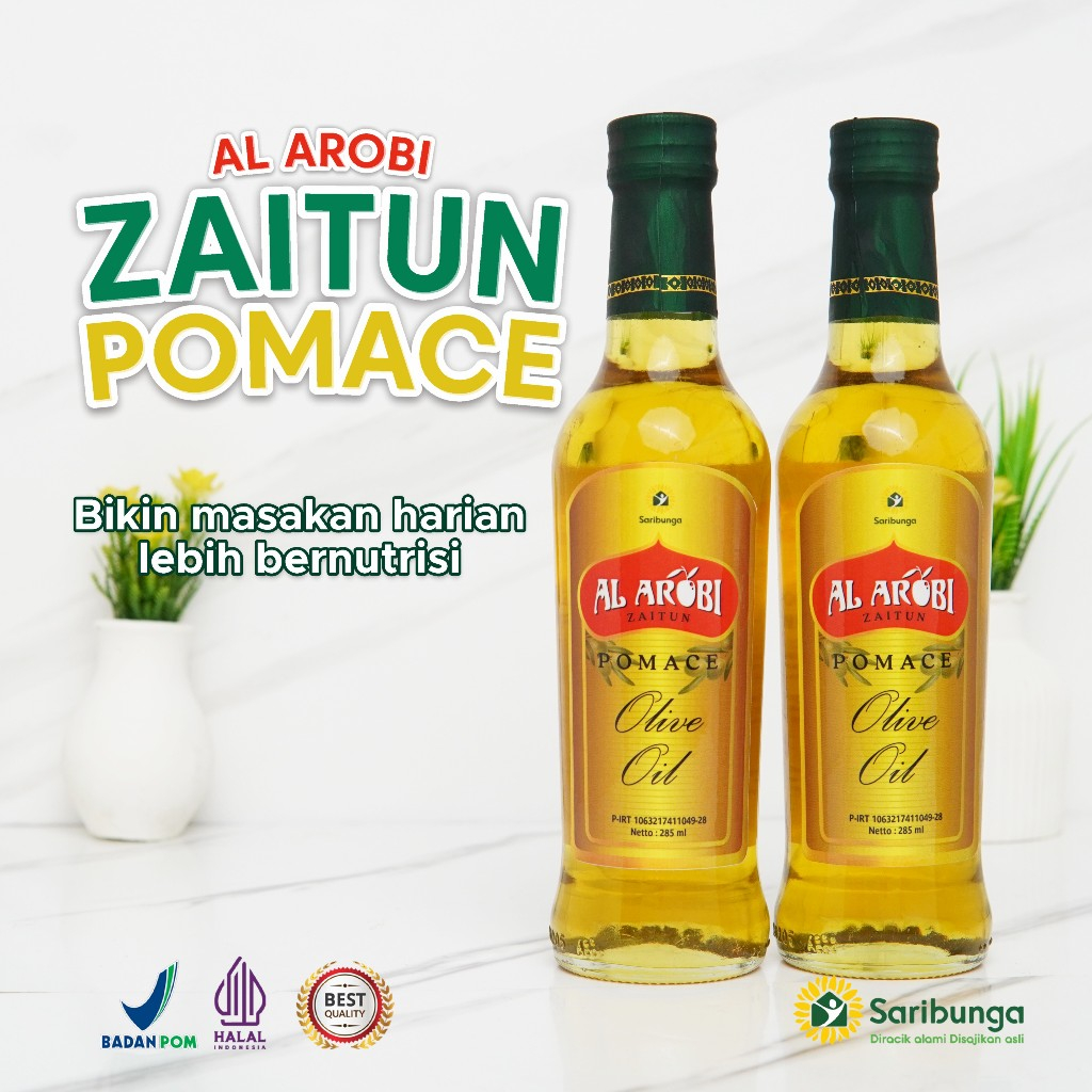 

AL AROBI - Pomace Olive Oil 285ml - Minyak Zaitun Pomace - Hasil tumisan akan lebih wangi dan sehat
