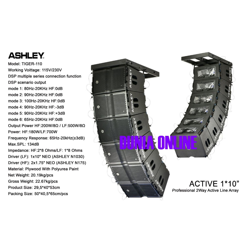 Professional Line Array 2 Way Tiger110 Speaker Aktif Linearray Ashley Tiger 110 1"X10" Inch Original