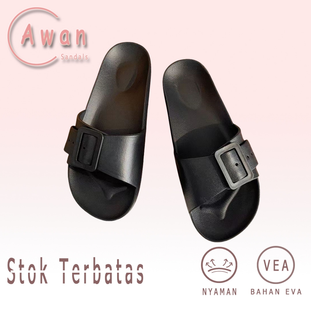 Sandal Wanita  Korean Style Sandal Slip On Sendal Polos Bahan Lembut Sandal Karet Wanita