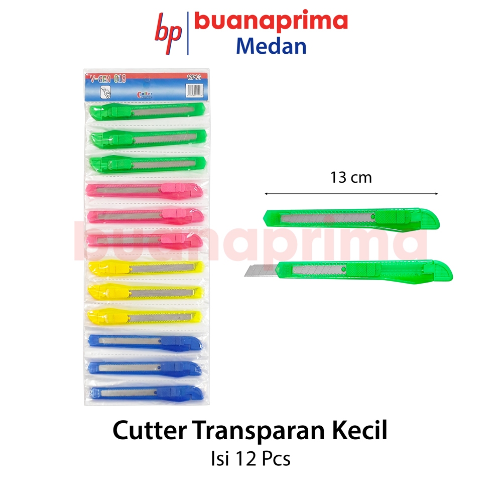 

CUTTER TRANSPARAN KECIL Rentengan isi 12 Pcs Pisau Kecil Plastik Pemotong Per Lusin Lusinan