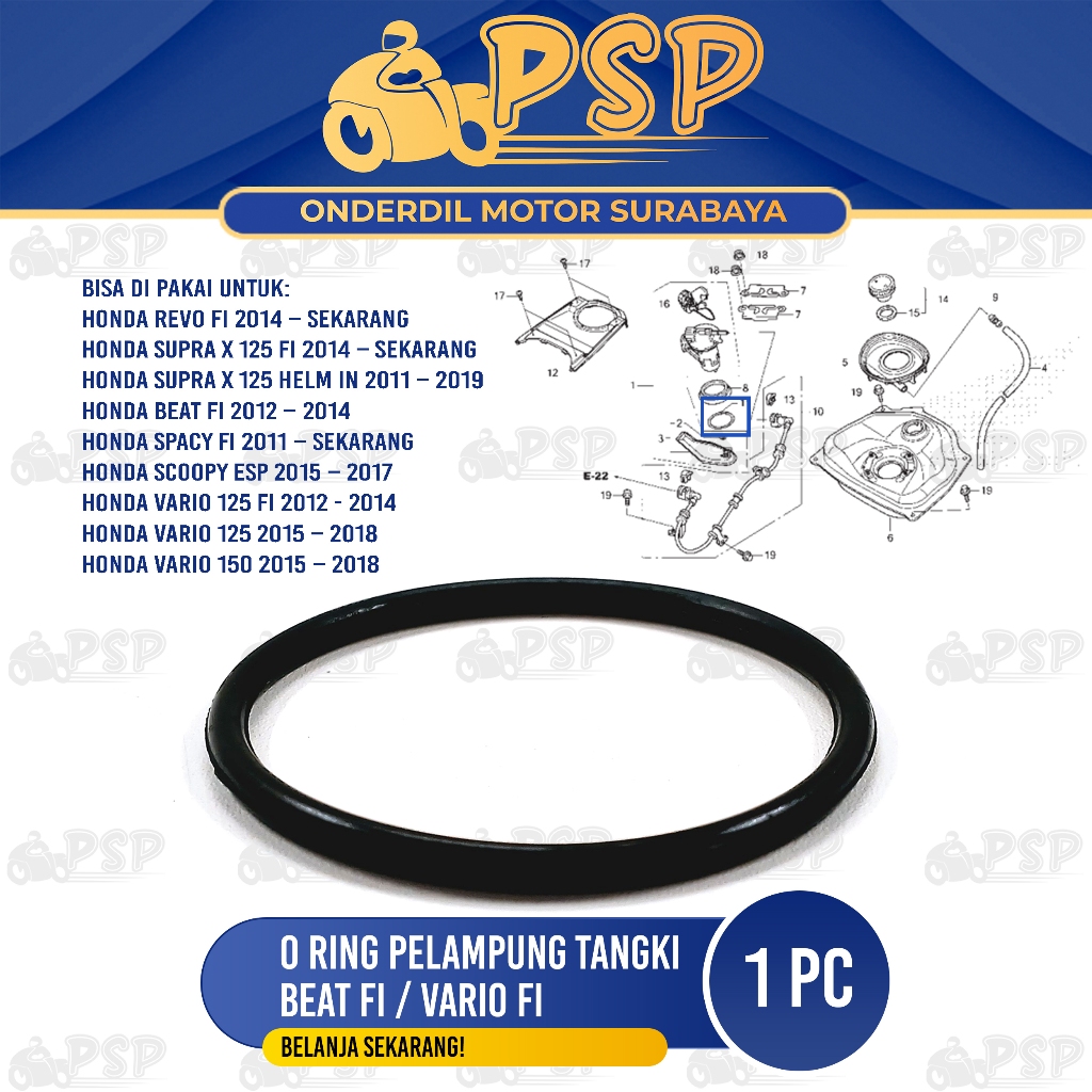 Oring Pelampung Tangki Beat FI (Harga 1 PC) - O Ring Karet Seal Fuel Pomp Honda Revo FI Vario 125