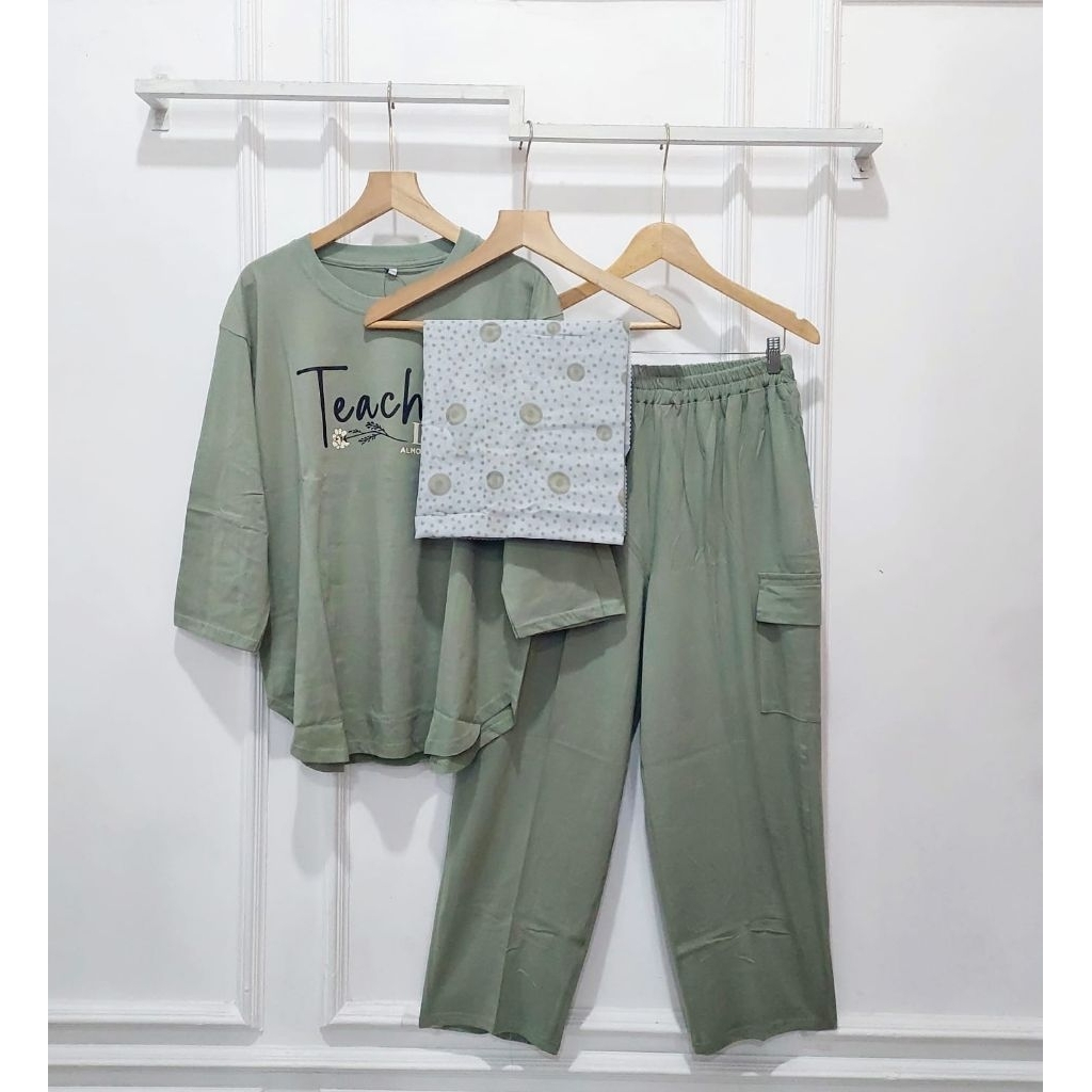 Jovanka Set Celana Kaos Combed Allsize fit XXXL//Celana Cargo Combed Set Kaos//Set Wanita JUMBO