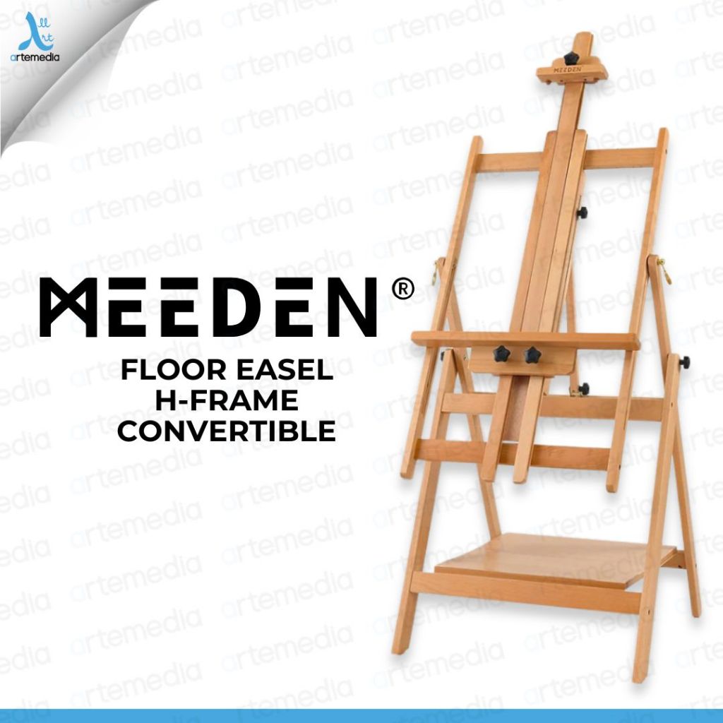 

Meeden Adjustable Foldable H-Frame Art Easel - Premium Beechwood, 0–90° Tilt, Fits Large Canvas 150 cm with Storage Shelf