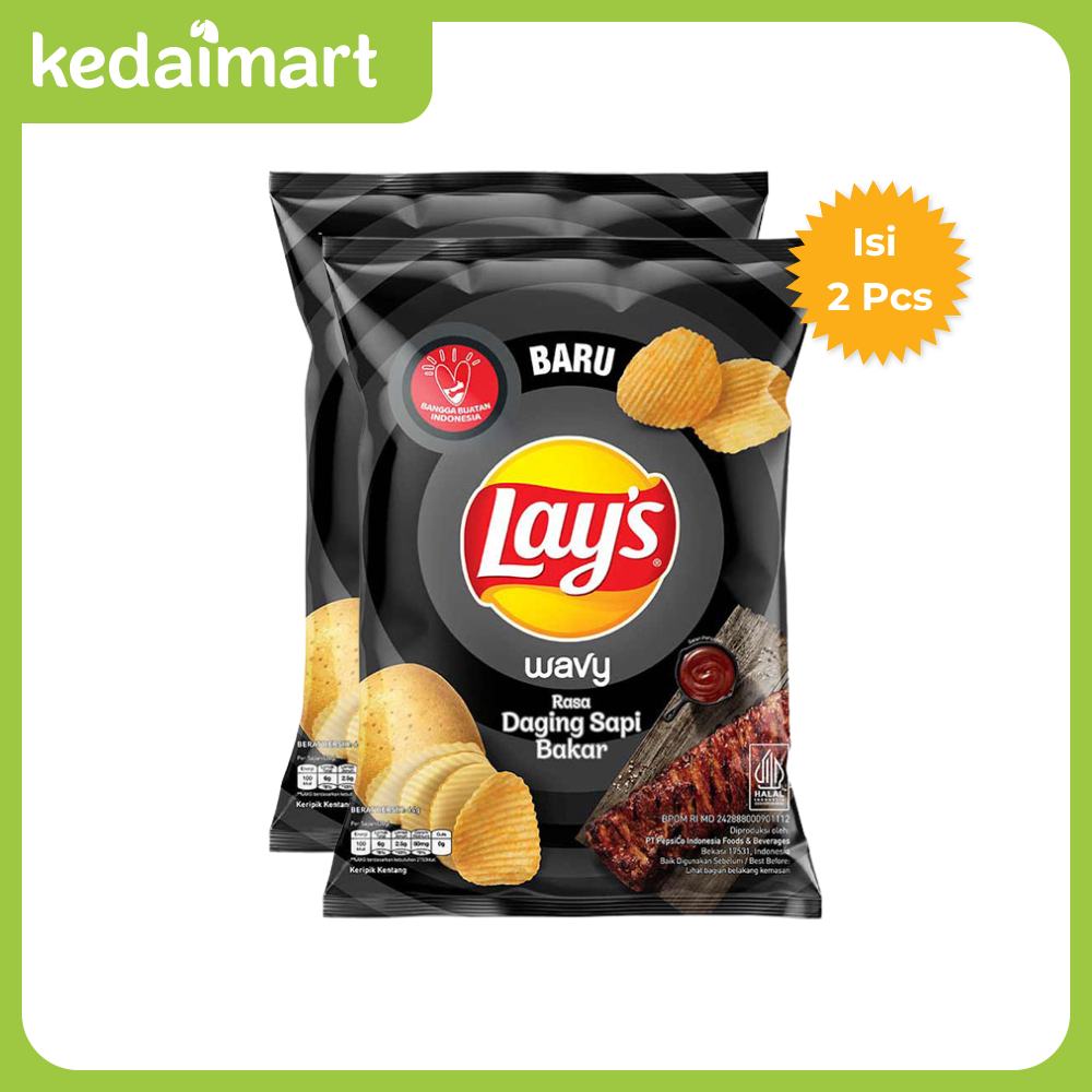 

Lays Wavy Keripik Kentang Rasa Daging Sapi Bakar 64 Gram X 2 Pcs