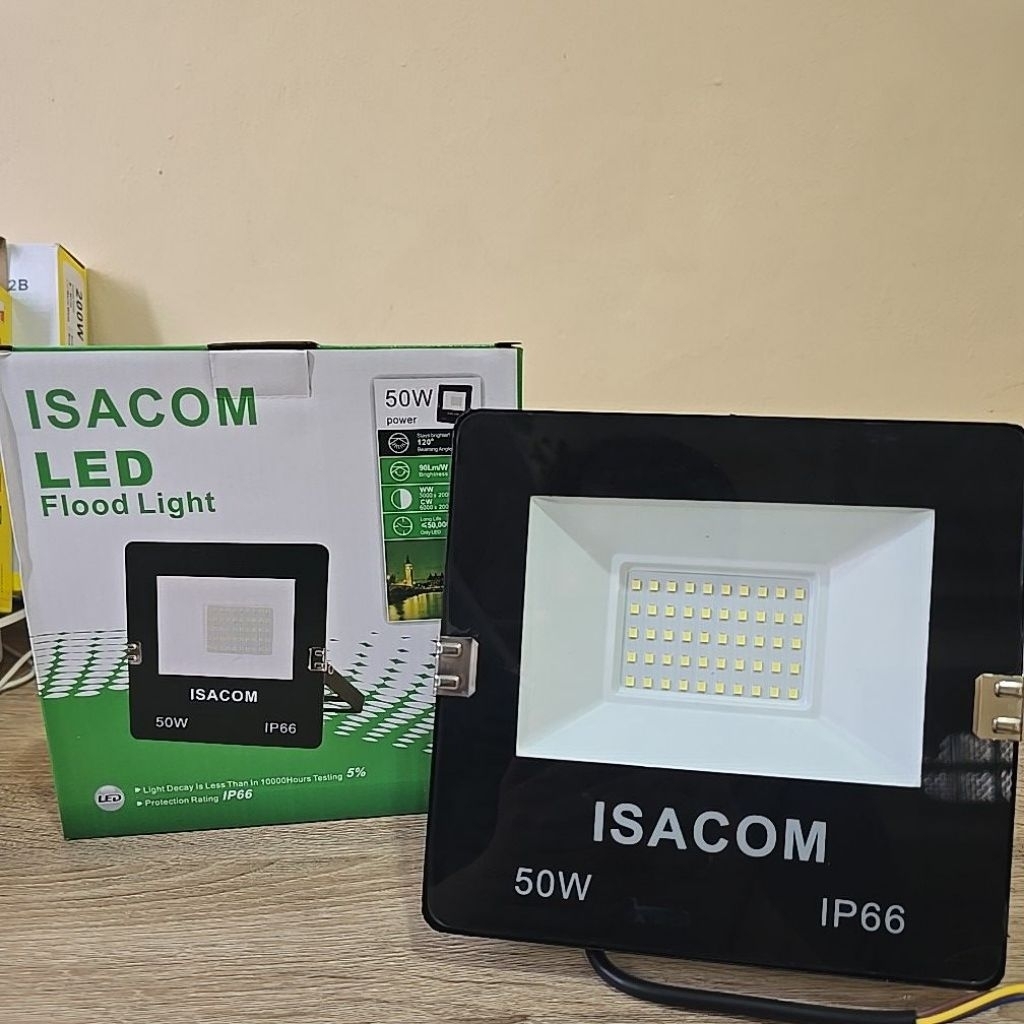 ISACOM LAMPU LED SOROT 50 WATT / LAMPU LED TEMBAK WATERPROOF 50W