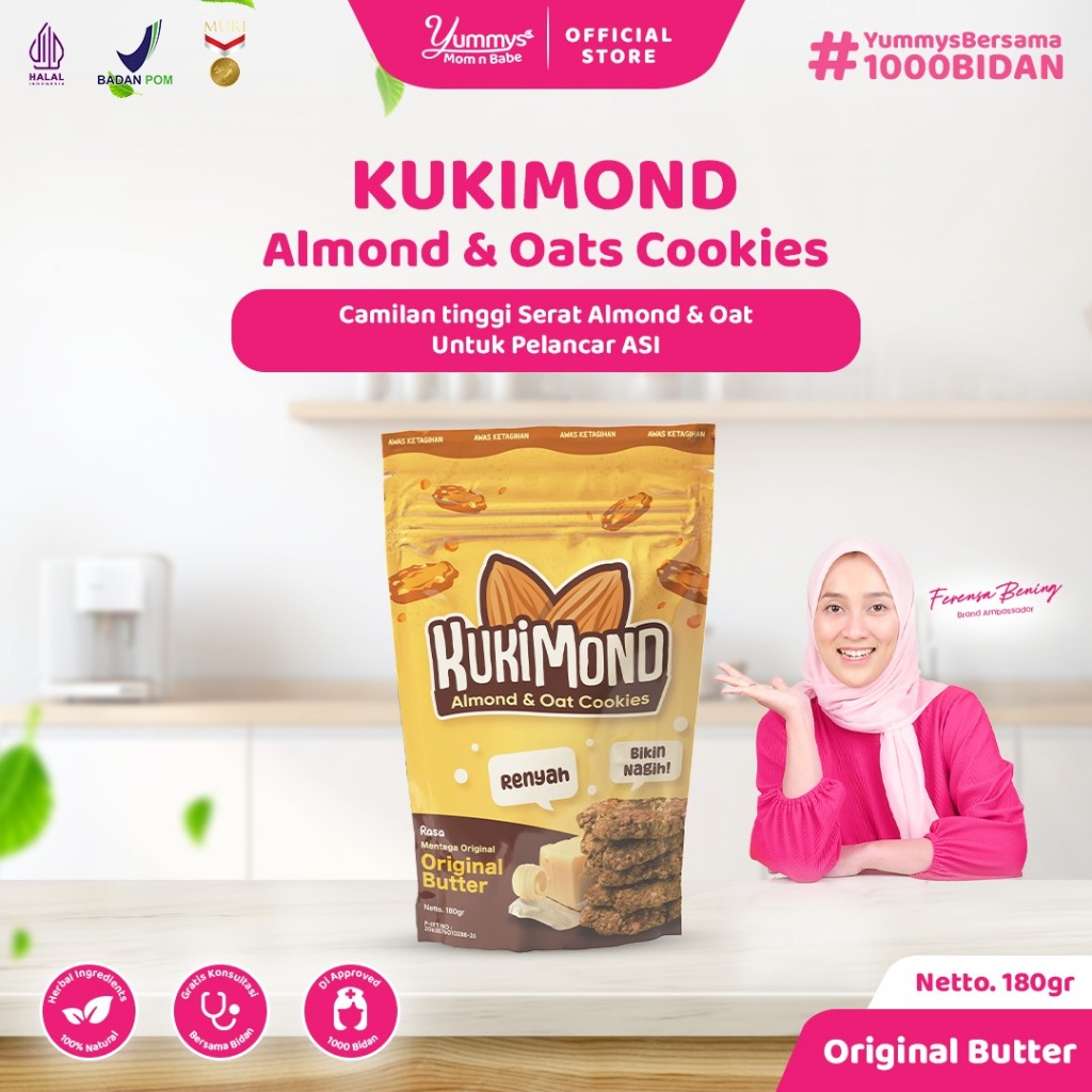 

KUKIMOND - Camilan Sehat Almond & Oats | Stimulasi ASI Lancar untuk Bumil & Busui