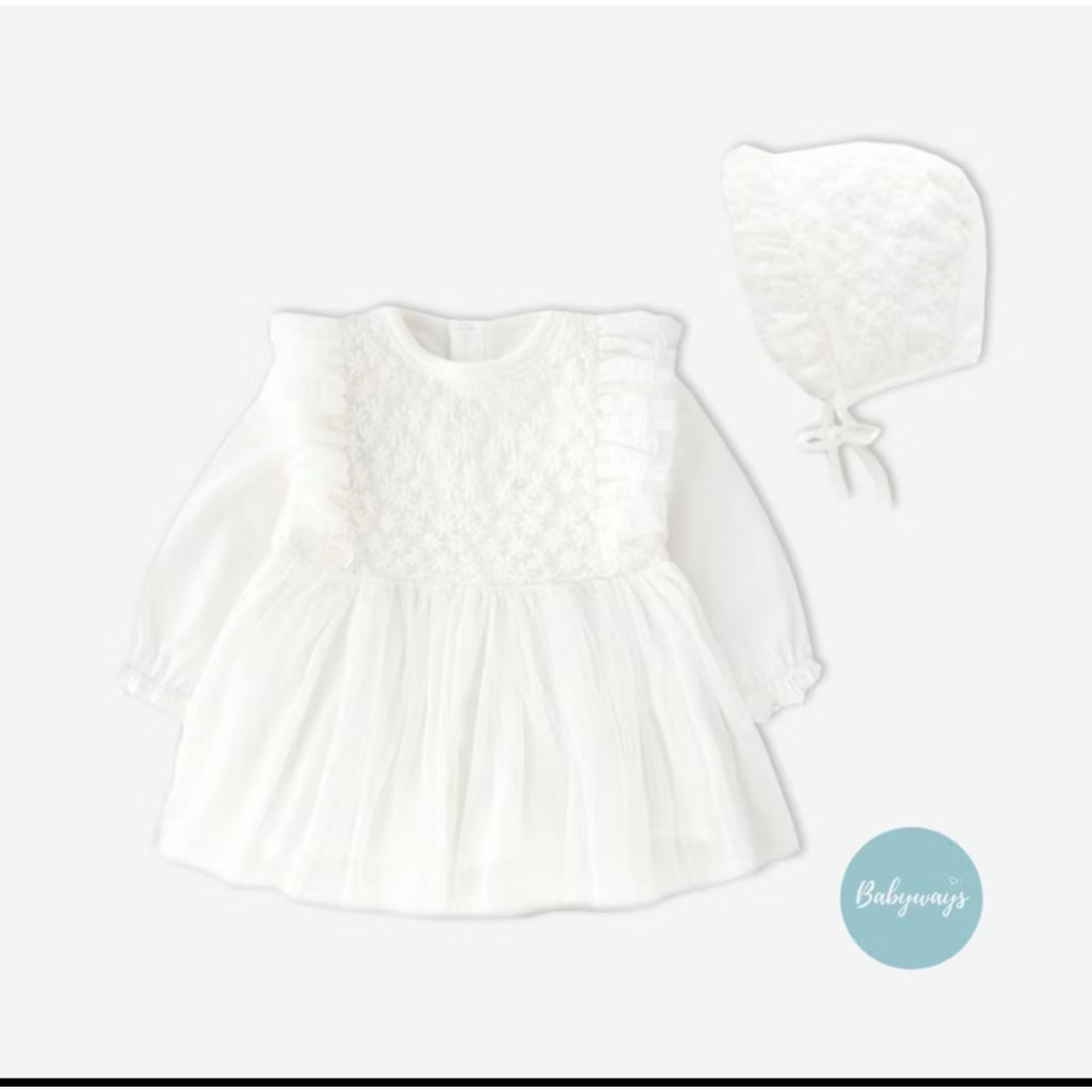 Preloved dress aqiqah bayi dress pesta bayi warna putih