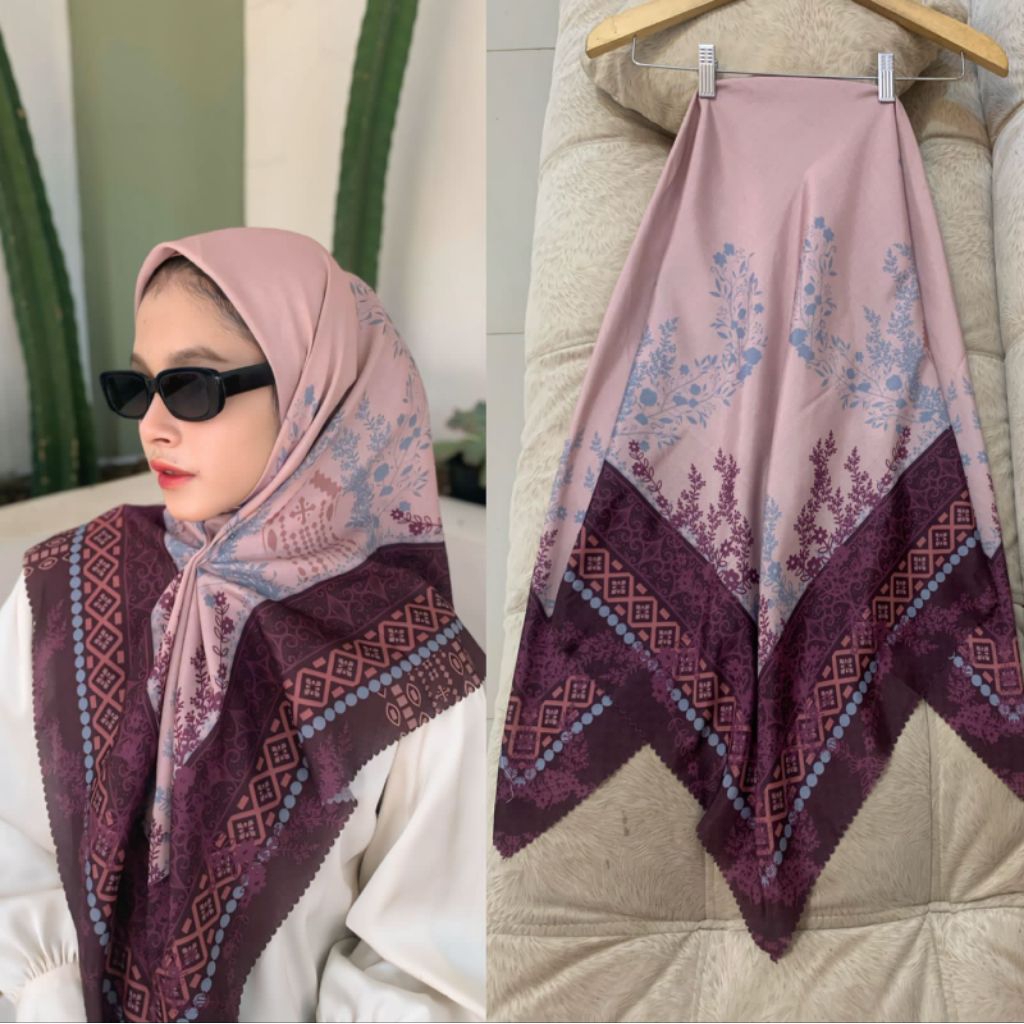 HIJAB SEGIEMPAT VOAL MOTIF TERBARU/Hijab segiempat voal motif bunga/hijab motif bunga kekinian/hijab