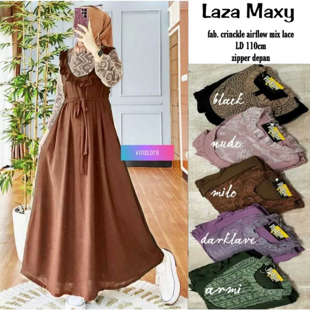 Gamis Lazamaxy Dres Wanita Talisamping mix Burkat long tunik set inner   Muslim Nyaman Ibu