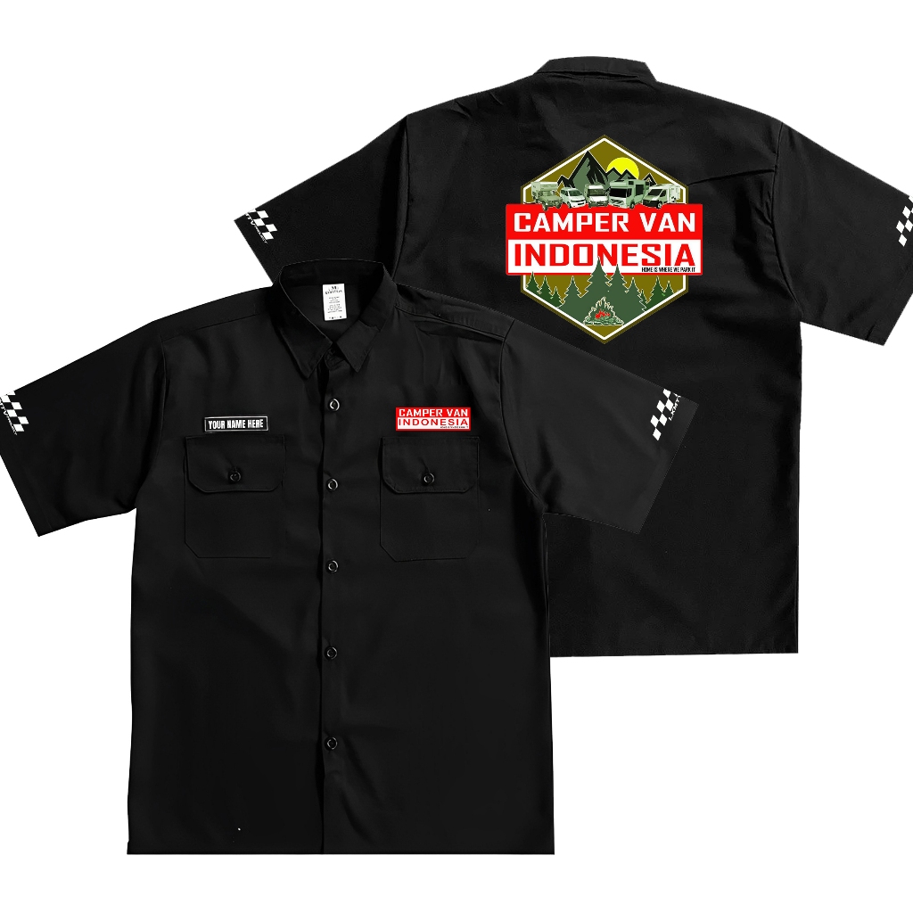 Kemeja PDH WORKSHIRT CAMPERVAN INDONESIA – American Drill Sablon – Seragam Komunitas Mobil